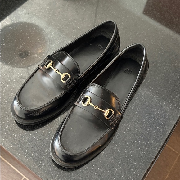 Black Loafers with Gold Accent - Picture 3 of 7